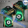 BlueJose Billiards Ball 8 Flame Golden Line Premium Personalized Name Shirt (4 Colors)