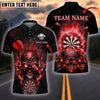 BlueJose Darts Skull Fire Dartboard Personalized Name, Team Name Shirt (4 Colors)