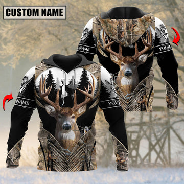 BlueJose Personalized Name Deer Hunting Camouflage Forest Pattern  3D Shirts (3 Colors)