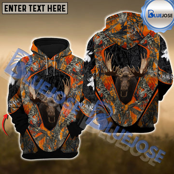 BlueJose Personalized Name Camouflage Moose Hunting 3D Shirts (3 Colors)