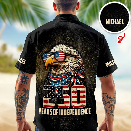 BlueJose America's 250 Years Anniversary Custom Name Hawaii Shirt Personalized Patriotic Gift