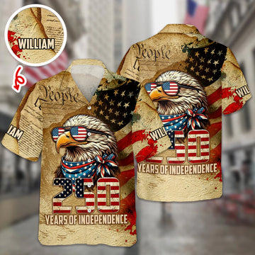 BlueJose America's 250 Years Anniversary Custom Name Hawaii Shirt Personalized Patriotic Gift