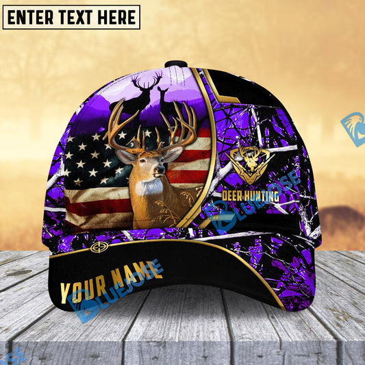 BlueJose Deer Hunting American Flag Version Golden Line Pattern Multicolor Personalized Cap