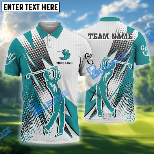 BlueJose Golf Lightning Strike Polo Shirt Customized Name, Team Name 3D Shirts (4 Colors)