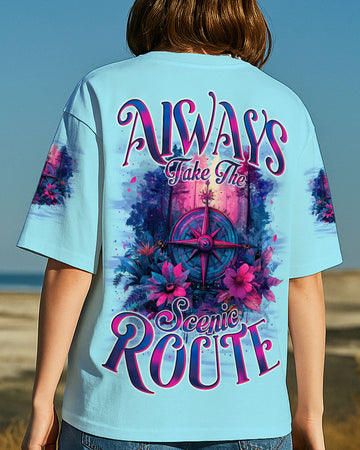 ALWAYS TAKE THE SCENIC ROUTE COMPASS ALL OVER PRINT - TYTM2306254