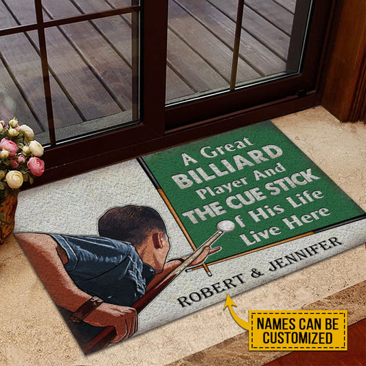 BlueJose Billiards Great Couple Live Here Personalized Name Doormat