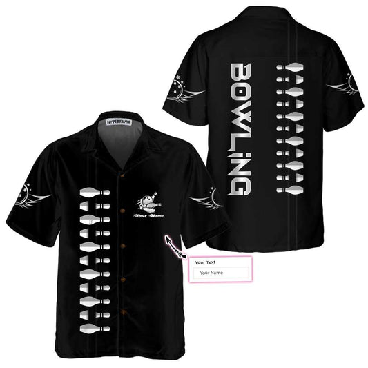 BlueJoses Bowling Pins Line Personalized Name Hawaiian Shirt