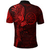 BlueJose VikingStyle Clothing - Vegvisir With Raven - Viking Compass Polo Shirt - Red Version