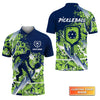Pickleball, Scritch Man Green Blue Personalized Name 3D Polo Shirt Gift For Pickleball Player