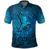 BlueJose Viking Style Polo Shirt - Raven Odin Celtic Cyan