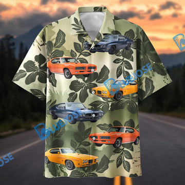 Bluejose Personalized Classic Pontiac GTO Car Tropical Leaf Olive Green Hawaiian Shirt