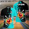 BlueJose Bowling And Pins Ink Break Pattern Customized Name, Team Name 3D Shirt (4 Colors)