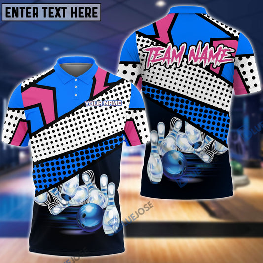 BlueJose Cartoon Bowling And Pins Personalized Name Team Name 3D Shirt