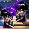 BlueJose Bowling And Pins Marble Pattern Customized Name 3D Shirt (4 Colors)