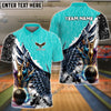 BlueJose Wing Bowling And Pins Pattern Customized Name, Team Name 3D Shirt (4 Colors)