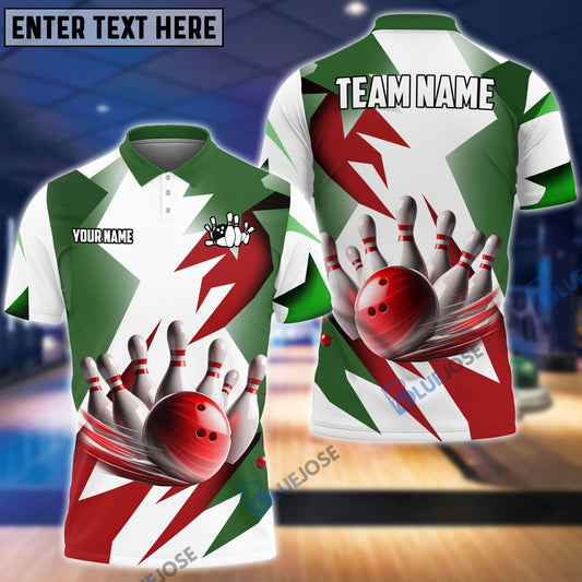 BlueJose Bowling And Pins Light And Shadow Customized Name, Team Name 3D Shirt (4 Colors)
