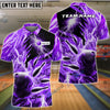 BlueJose Bowling and Pins Color Lightning Personalized Name, Team Name 3D Shirt (4 Colors)