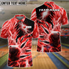 BlueJose Bowling and Pins Color Lightning Personalized Name, Team Name 3D Shirt (4 Colors)