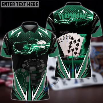 BlueJose Poker Green Fire Personalized Name, Team Name Unisex Shirt