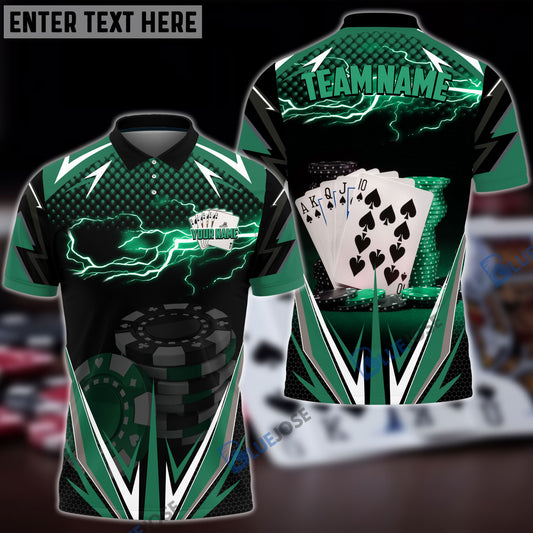 BlueJose Poker Green Fire Personalized Name, Team Name Unisex Shirt