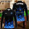 BlueJose Personalized Billiards 8-Ball Fire Pattern Shirt (Blue, Green, Yellow & Red)