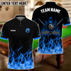 BlueJose Personalized Billiards 8-Ball Fire Pattern Women Shirt (Blue, Green, Yellow & Red)