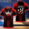 BlueJose Red Bowling Ball Crashing The Pins Personalized Name 3D Shirt, Personalized Shirts For Bowling Players