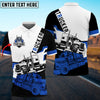Bluejose Trucker Black and Multicolor Truck Personalized Name 3D Polo Shirt For Truck Driver