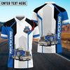 BlueJose Trucking Sporty Pattern Personalized Name 3D Polo Shirt For Truck Driver