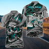 Bluejose Personalized Name Multicolor Teal Skull Truck All Over Printed Unisex Shirt