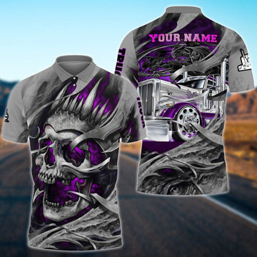Bluejose Personalized Name Multicolor Teal Skull Truck All Over Printed Unisex Shirt