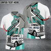 Bluejose Truck White and Grey Personalized Name 3D Polo Shirt For Truck Driver