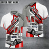Bluejose Truck White and Grey Personalized Name 3D Polo Shirt For Truck Driver