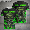 BlueJose Fish Reaper Skull Black And Neon Green Custom Fishing Shirts