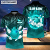 BlueJose Personalized Name and Team Name Thunder Color Bowling and Pins 3D Shirt