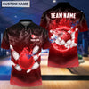 BlueJose Personalized Name and Team Name Thunder Color Bowling and Pins 3D Shirt