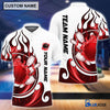 BlueJose Personalized Name and Team Name Fire Color Bowling Player Multicolor Polo Shirt