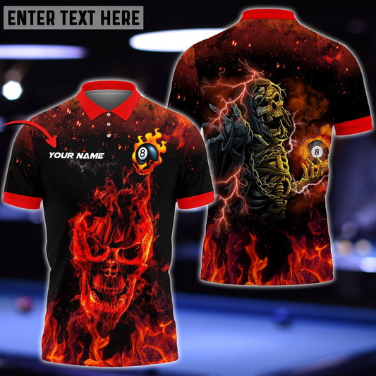 BlueJose Personalized Billiard Ball Fire Polo Shirt