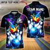 BlueJose Bowling & Pins Crown Pins Graffiti Splash Art Customized Name, Team Name 3D Shirt (6 Colors)