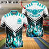 BlueJose Bowling & Pins Fire Wings Strike Design Customized Name, Team Name 3D Shirt (4 Colors)