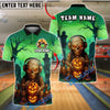 BlueJose Bowling And Pins Skull Halloween Pattern Customized Name, Team Name 3D Shirt (4 Colors)