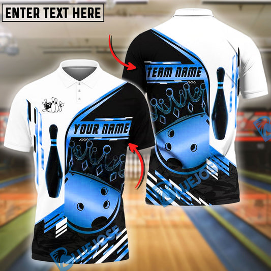 BlueJose Bowling And Pins Champion Golden Customized Name, Team Name 3D Shirt (4 Colors)