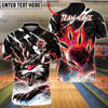 BlueJose Bowling And Pins Neon Thunder Wolf Strike Design Customized Name, Team Name 3D Shirt (4 Colors)