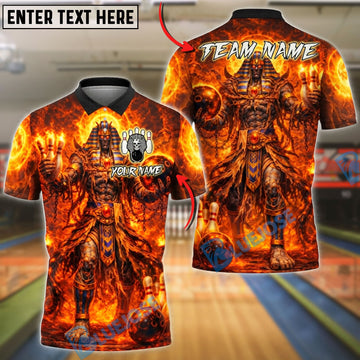 BlueJose Bowling And Pins Dark Pharaoh Thunder Customized Name, Team Name 3D Shirt (4 Colors)