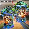 BlueJose Bowling & Pins Graffiti Cool Monkey Game Character Customized Name, Team Name 3D Shirt (4 Colors)