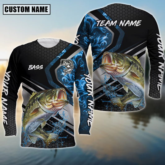Bluejose Bass Fishing Smoke Premium Custom Name & Team Name Shirts For Kids (2 Colors)