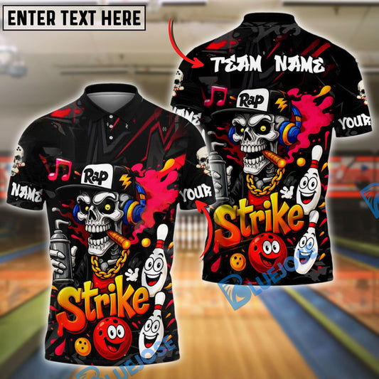 BlueJose Bowling Rap Skull Graffiti Strike Style Customized Name 3D Shirt (4 Colors)