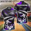 BlueJose Bowling And Pins Angry Shark Customized Name, Team Name 3D Shirt (4 Colors)