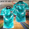 BlueJose Bowling And Pins Dramatic Smoke Flare Customized Name, Team Name 3D Shirt (4 Colors)