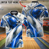 BlueJose Bowling And Pins Abstract Fluid White Customized Name, Team Name 3D Shirt (4 Colors)